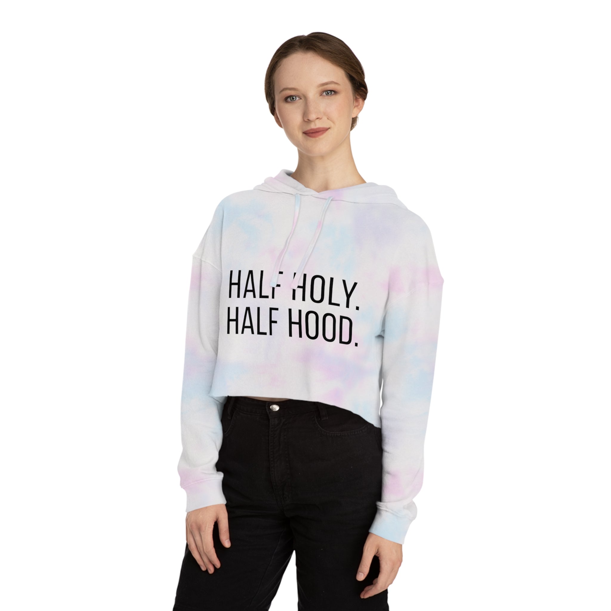 Half Holy Half Hood Cropped Hooded Sweatshirt