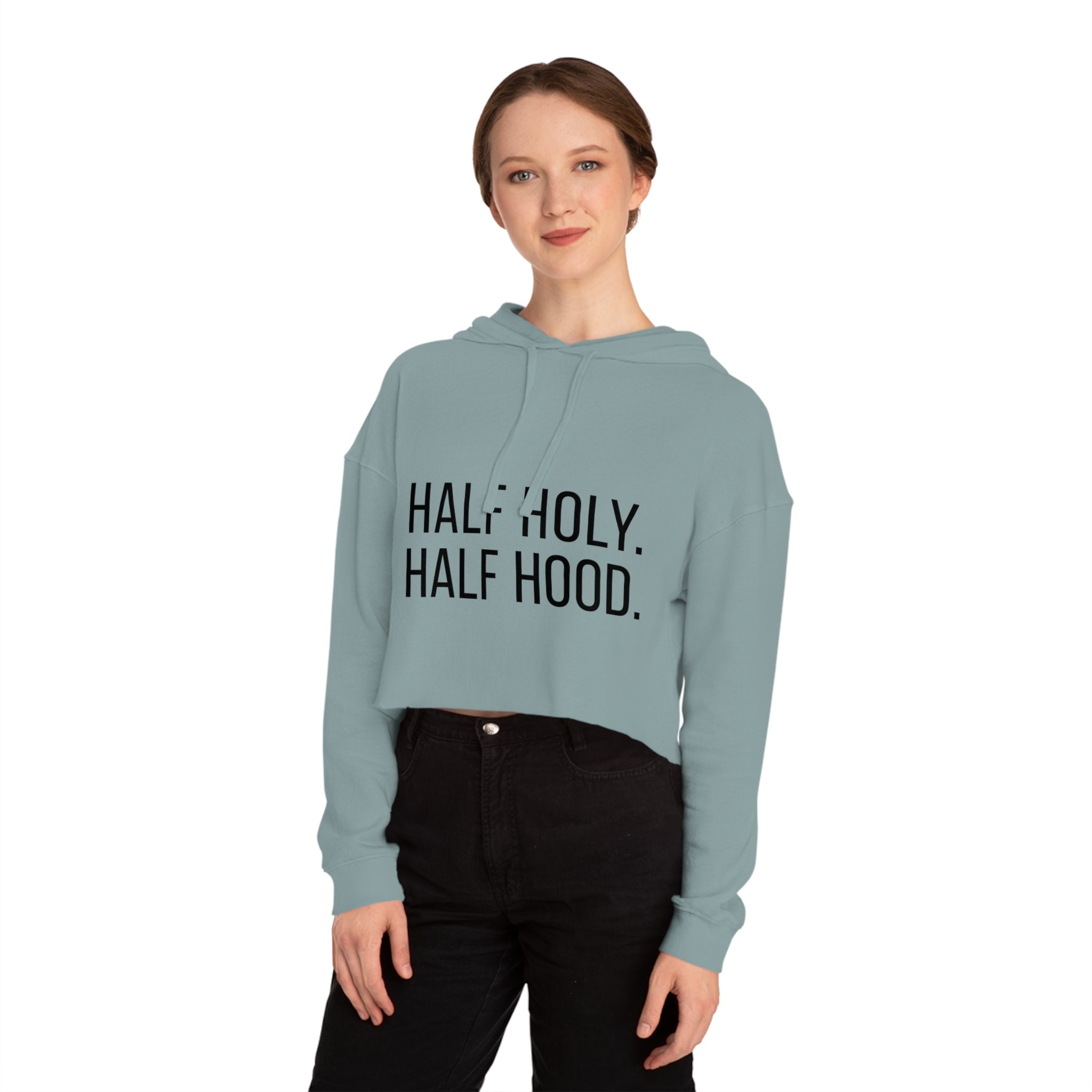 Half Holy Half Hood Cropped Hooded Sweatshirt