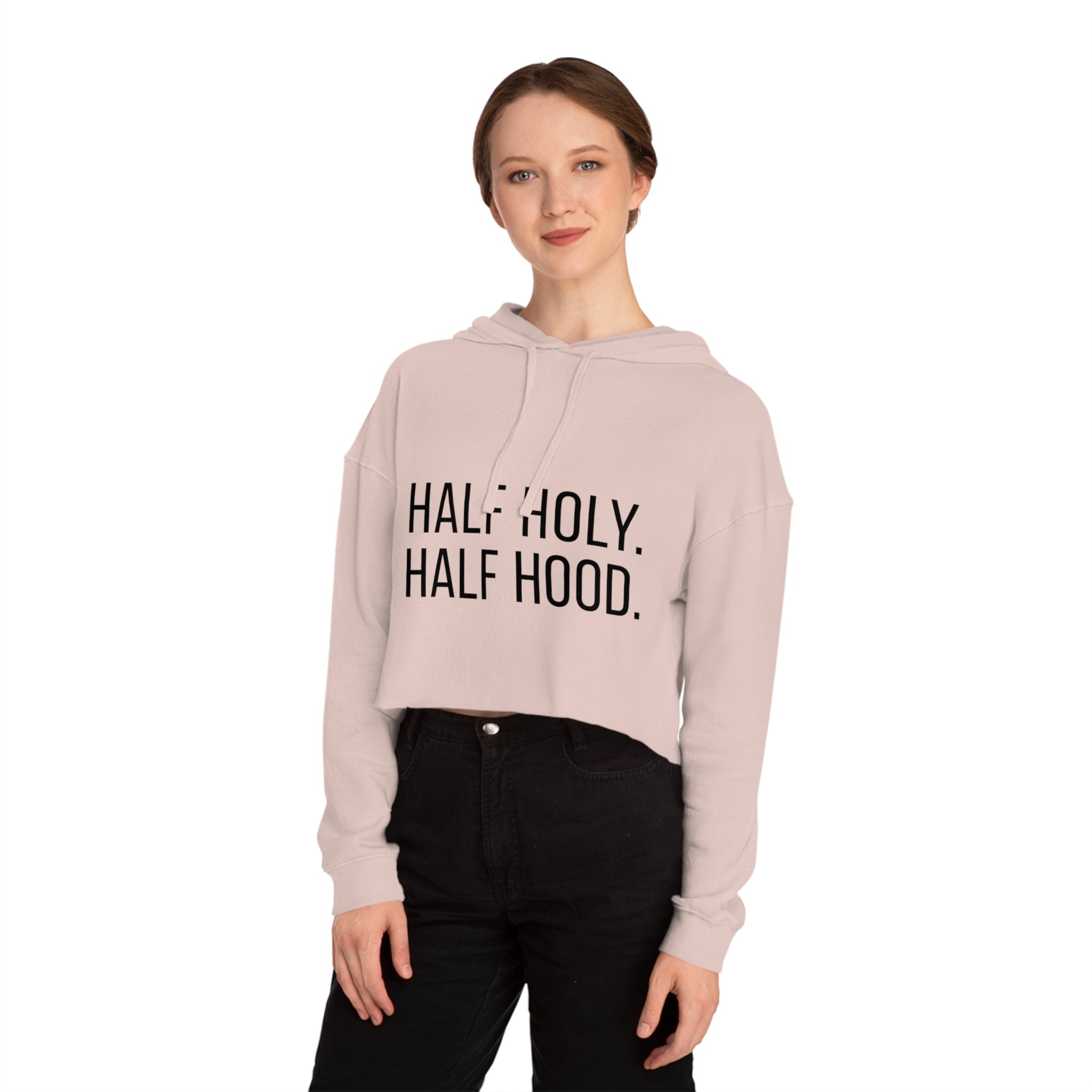 Half Holy Half Hood Cropped Hooded Sweatshirt