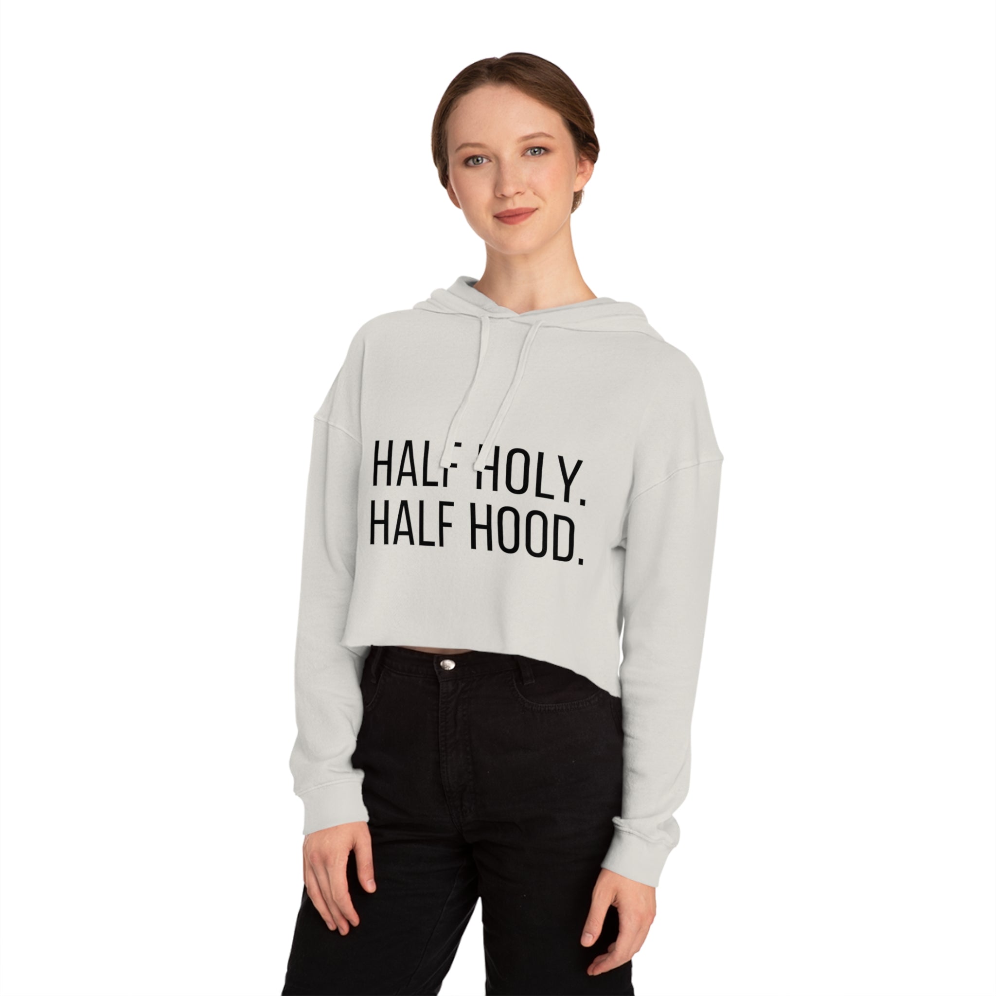 Half Holy Half Hood Cropped Hooded Sweatshirt